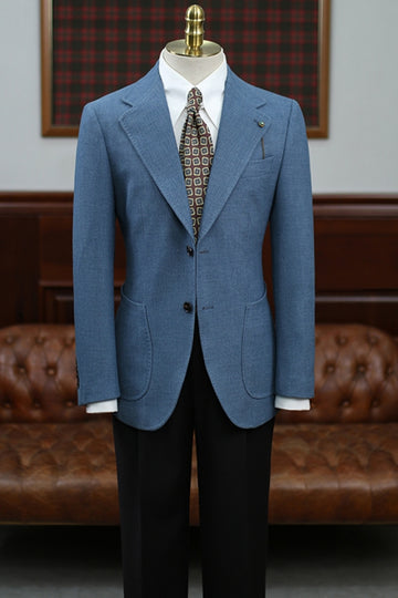 Navy Blue 2 Pieces Best Fitted Prom Men Suit with Black Pants