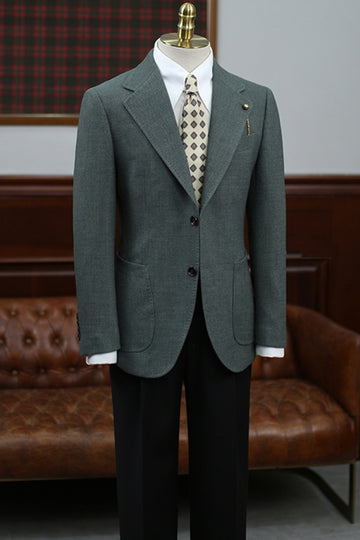 Gray 2 Pieces Best Fitted Prom Men Suit with Black Pants
