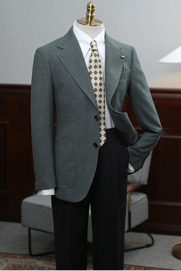 Gray 2 Pieces Best Fitted Prom Men Suit with Black Pants