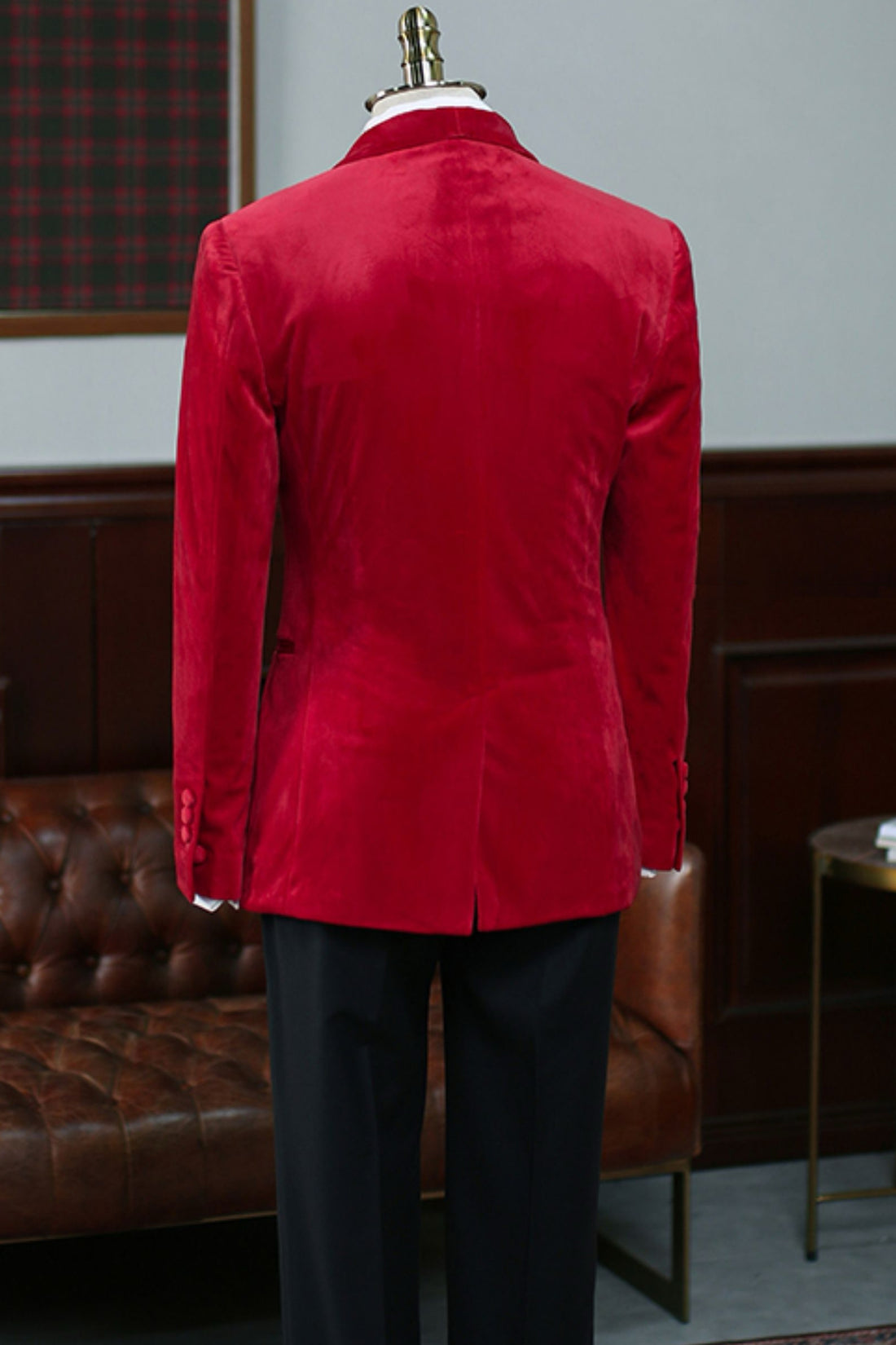 Hot Red Velvet Shawl Lapel One Button Prom Suit