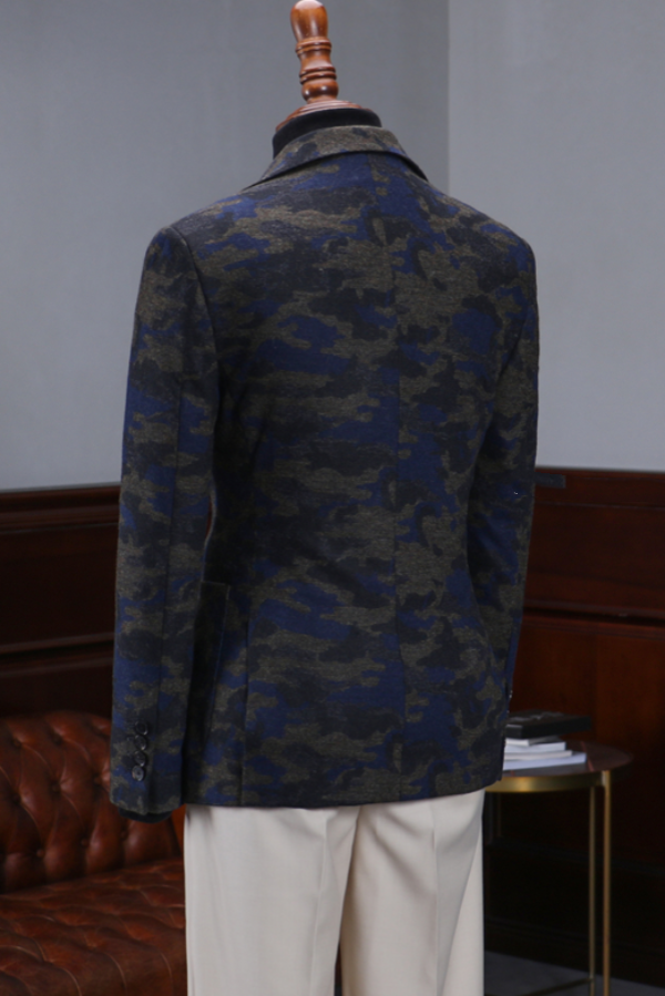 Camouflage Slim Fit Men Suit with White Pants