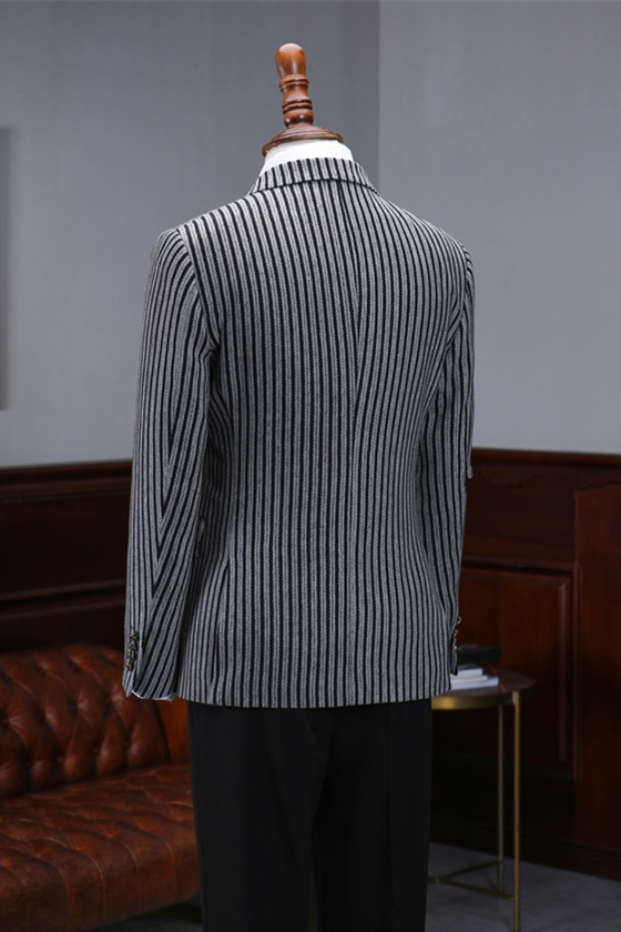 Gray Pinstripe Double Breasted Big and Tall Men Suit