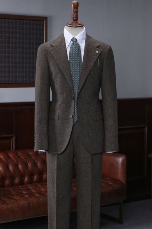 Gentlemen 3 Piece Tailored Coffee Brown Men's Business Suit