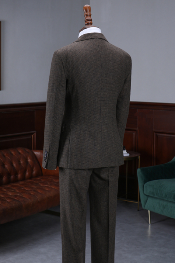 Gentlemen 3 Piece Tailored Coffee Brown Men's Business Suit