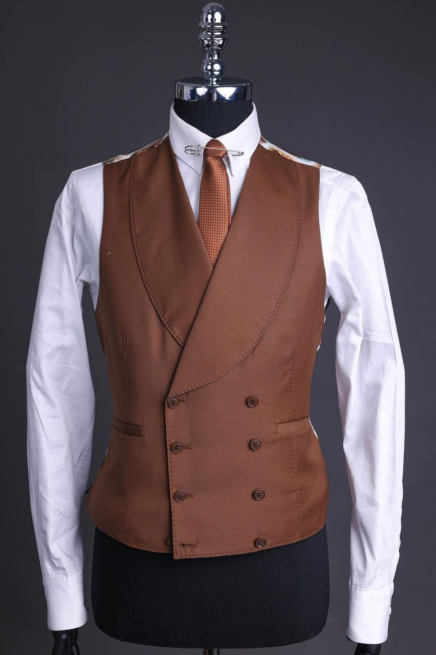 Popular Dust Orange Thin Notched Lapel 3 Piece Men's Business Suit