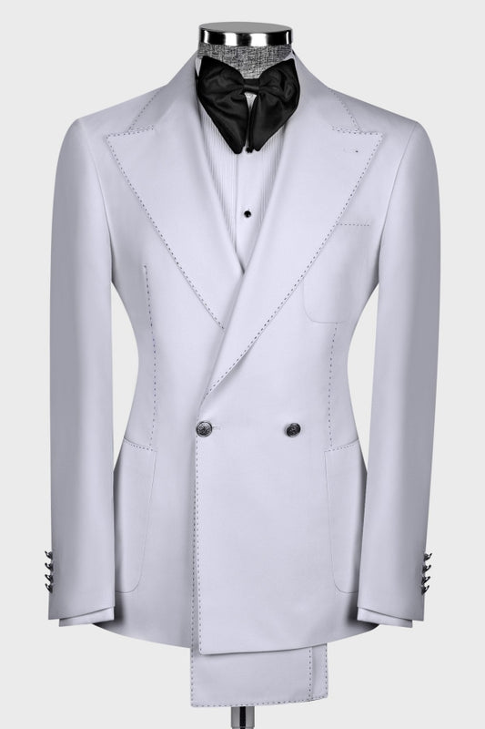 White Double Breasted Bespoke Big and Tall Men Suit