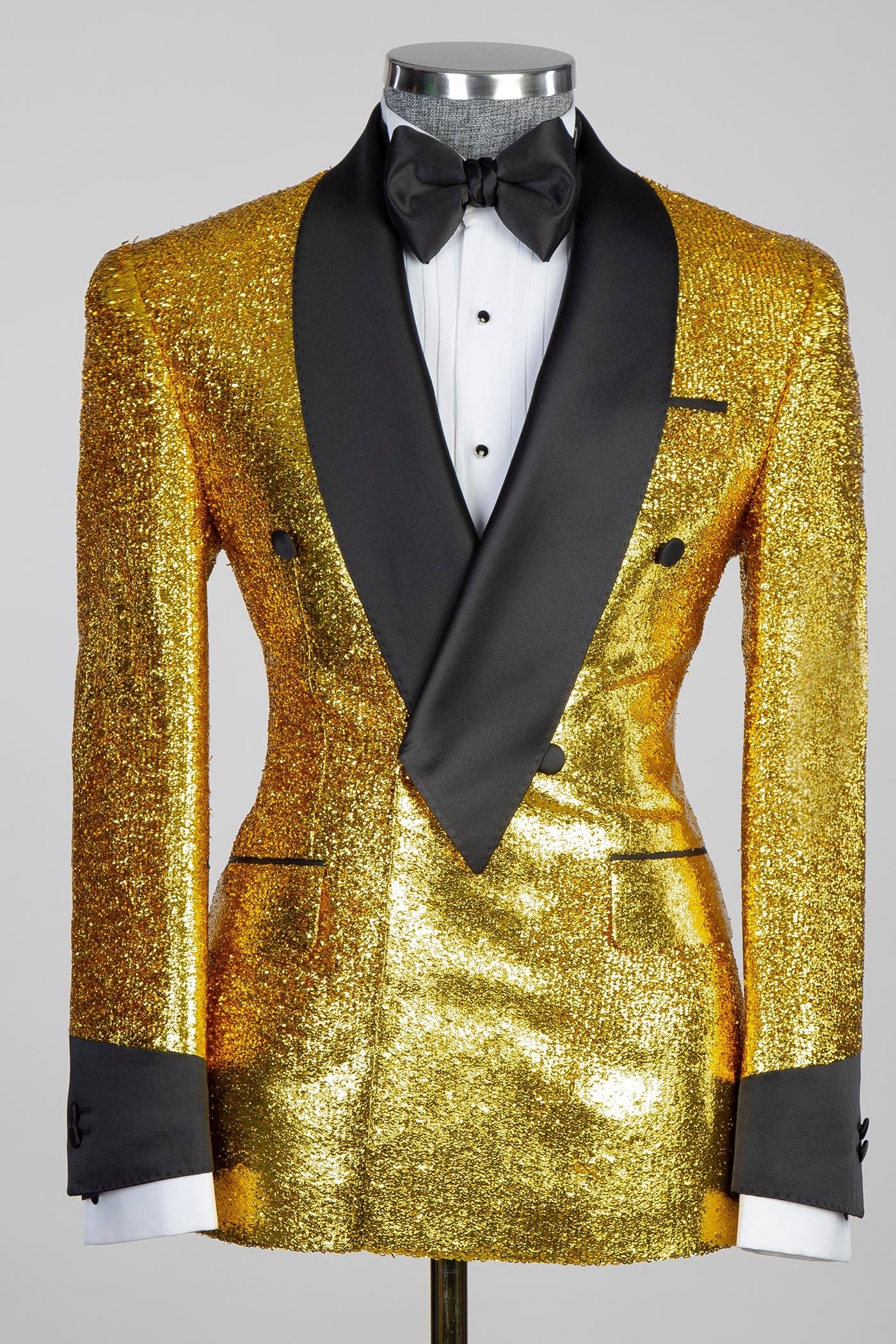 Sparkly Gold Sequins Double Breasted Wedding Suits