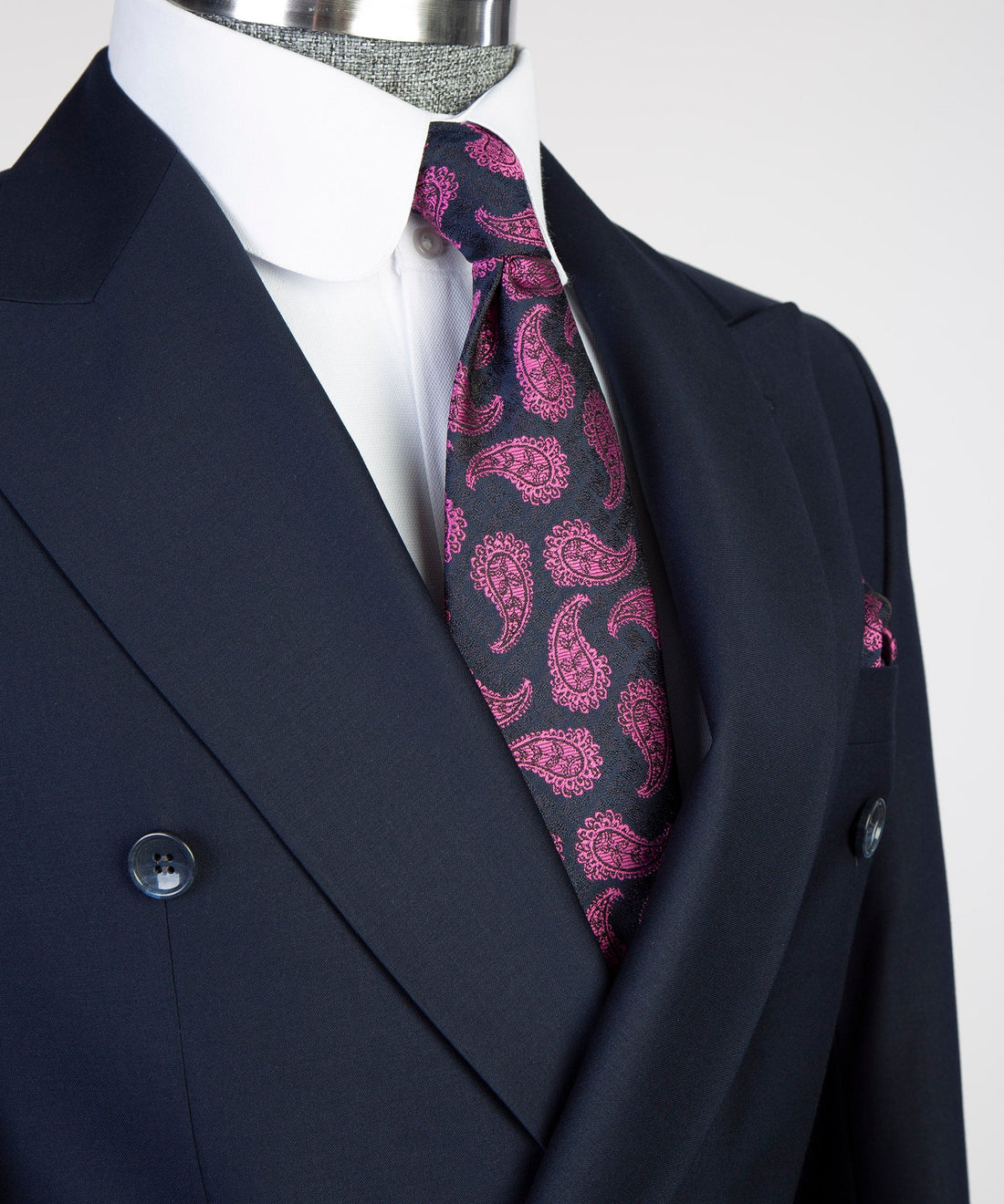 Classic Black Double Breasted Slim Fit Prom Suit with Special Collar