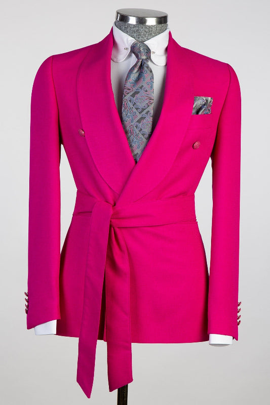 Hot Fuchsia Shawl Lapel Double Breasted Prom Suits for Boy