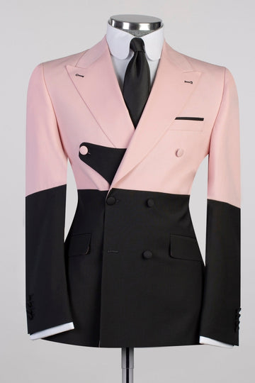 Pink and Black Double Breasted Fashion Prom Suits