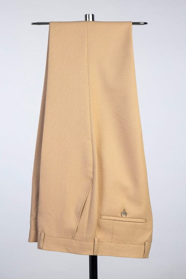 Champagne Double Breasted Shawl Lapel Bespoke Prom Suit