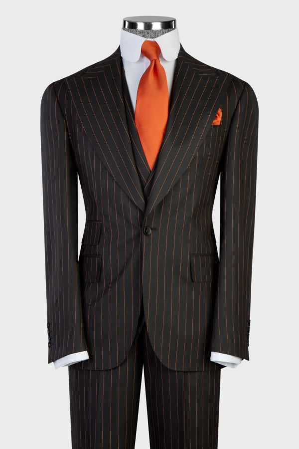 Cool Black Three Pieces Pinstripe Men Suits for Business