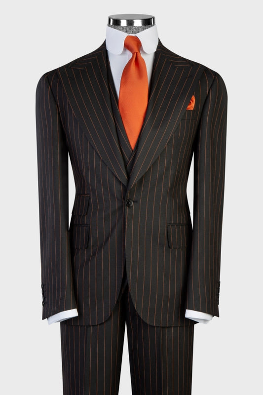 Cool Black Three Pieces Pinstripe Men Suits for Business