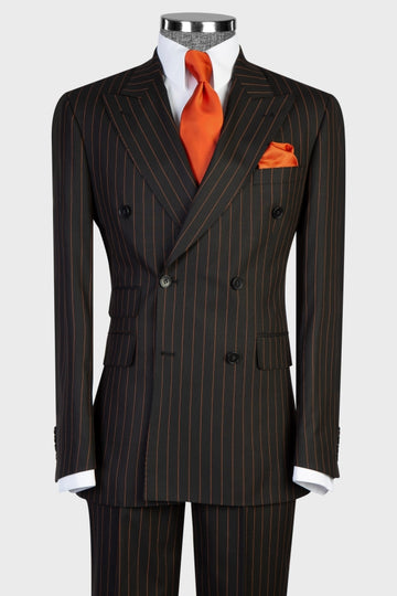 Cool Black Double Breasted Pinstripe Men Suits for Business