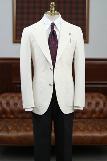 Italian Style Linen Blend White Vintage Casual Men Suit