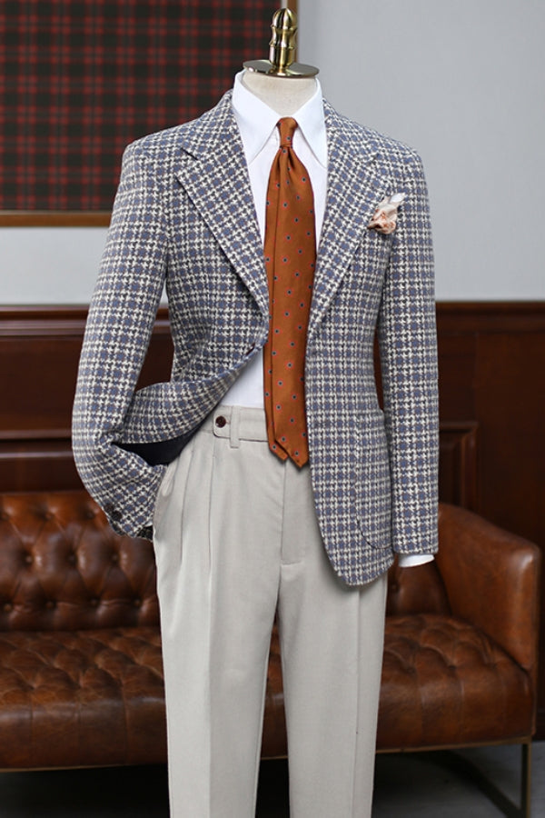 Retro Italian Naples Plaid Tweed Suit Blazer for Winter (No Pants)