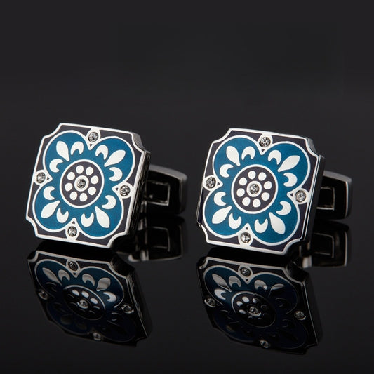 CTF0009 Blue and Black Uniquely Shaped Cufflinks