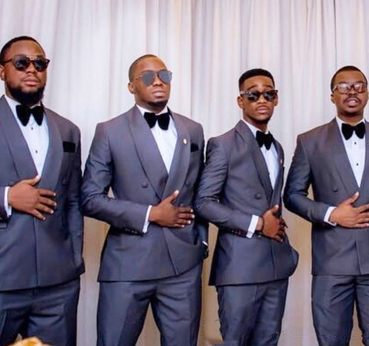 Cool Gray Shawl Lapel Slim Fit Groomsmen Suit