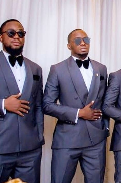 Cool Gray Shawl Lapel Slim Fit Groomsmen Suit