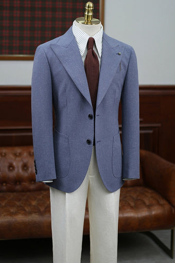 Italian Naples Gray-Blue LInen Blend Retro Casual Suit
