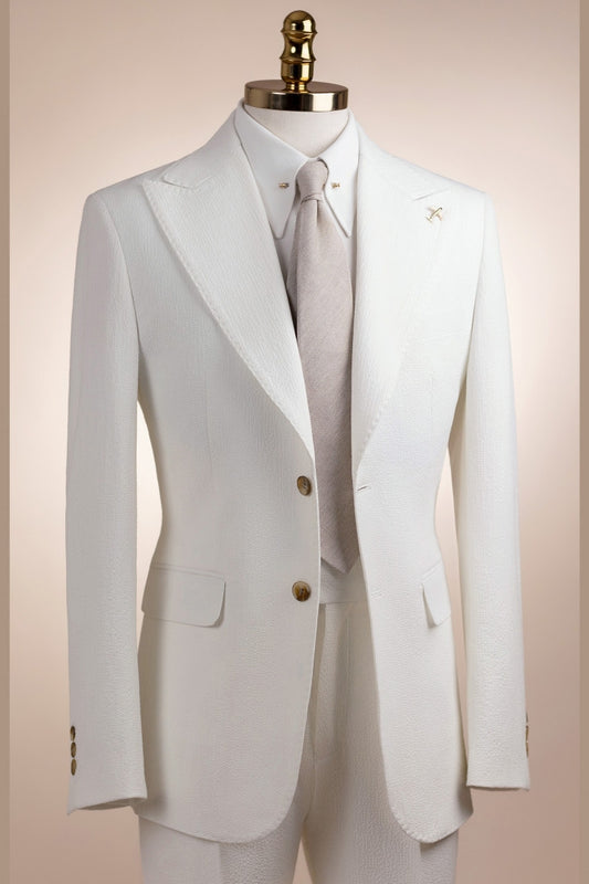 Classic White Peak Lapel Best Fitted Business Men Suits