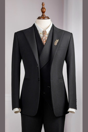 Classic Black 3-Piece Slim Fit Business Men Suit