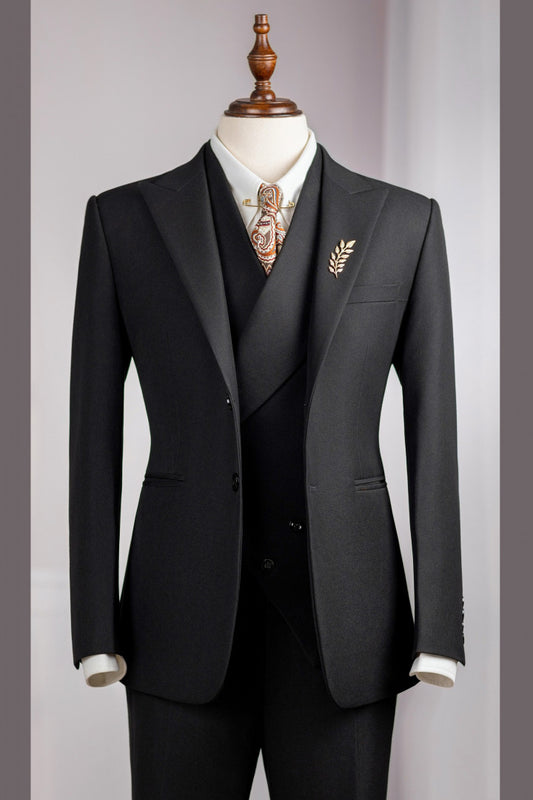 Classic Black 3-Piece Slim Fit Business Men Suit