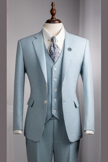 Gorgeous Sky Blue 3 Pieces Business Men Suits