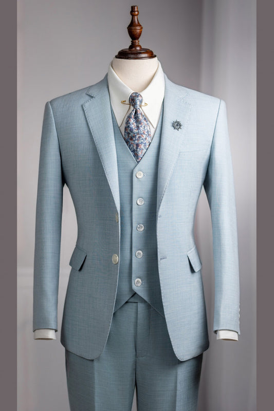Gorgeous Sky Blue 3 Pieces Business Men Suits