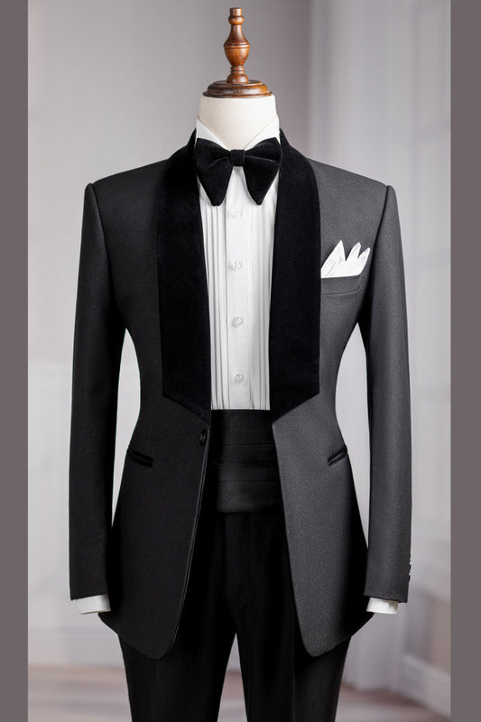 New Arrival Black Shawl Lapel Two Pieces Wedding Groom Suits