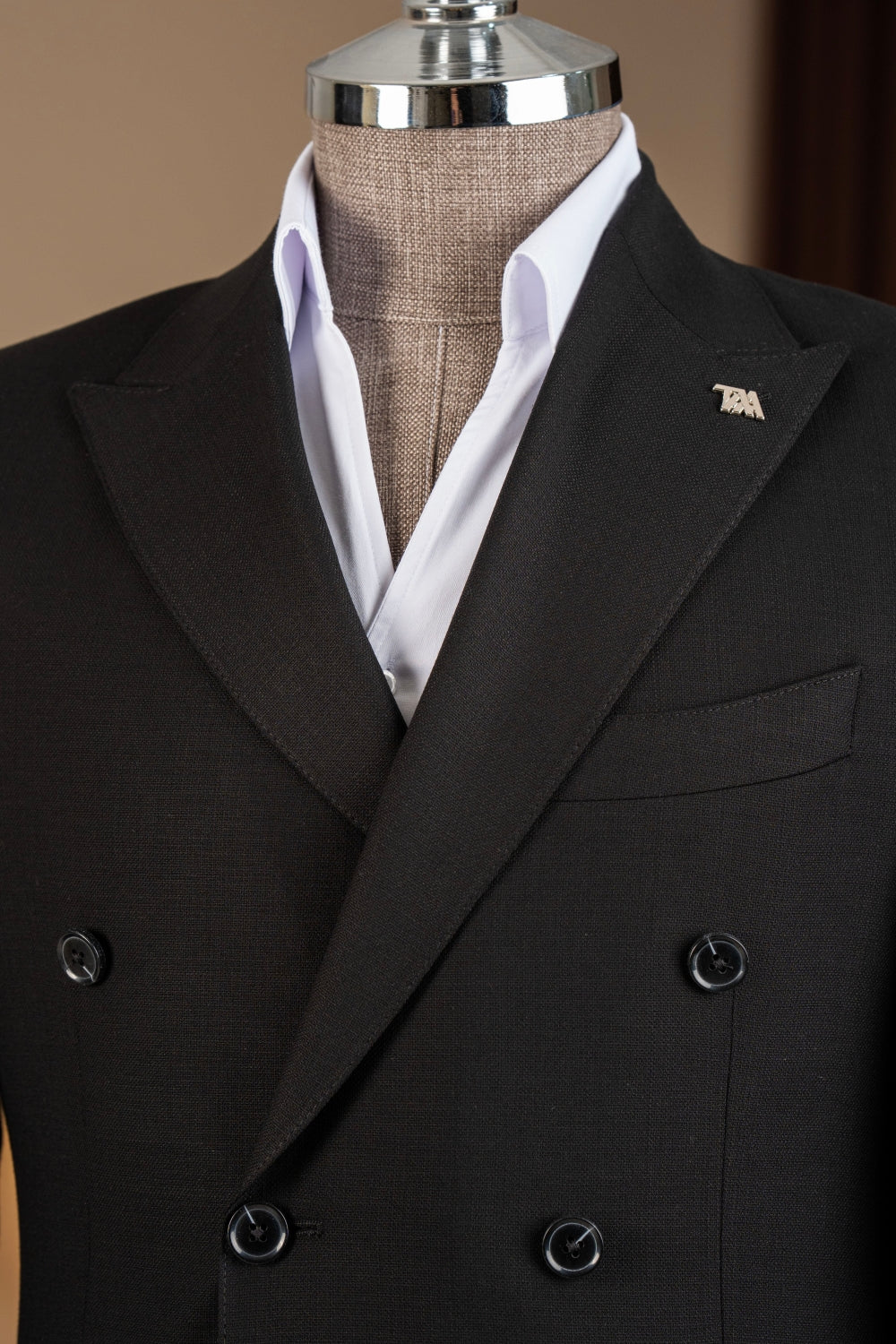 Formal Black Double Breasted Peak Lapel Men Suits