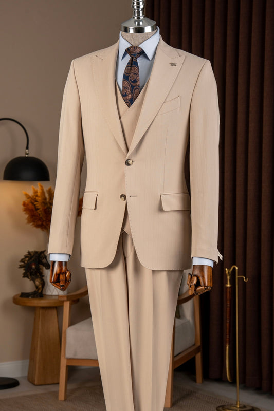 Modern Chic Striped 3-Pieces Bespoke Men Suits