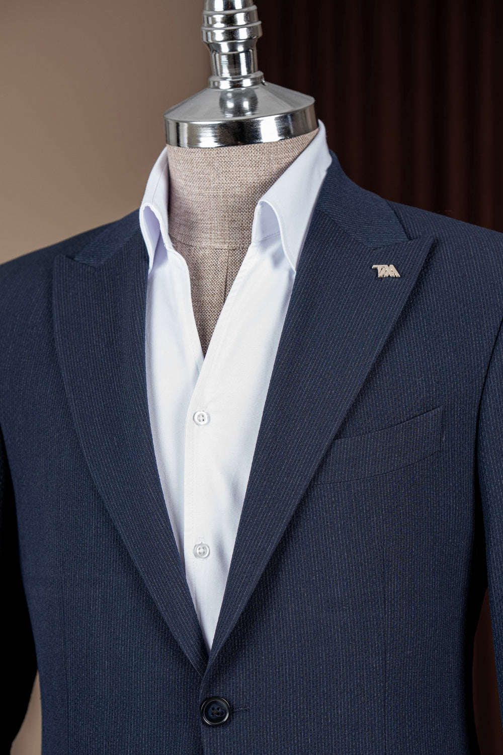 Navy Blue Corduroy Big and Tall Bespoke Men Suits