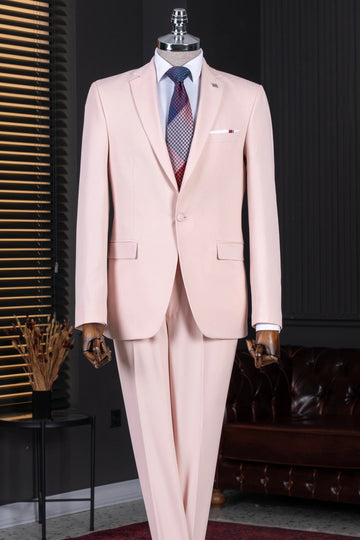 Lovely Pink One Button Notch Lapel Men Suit