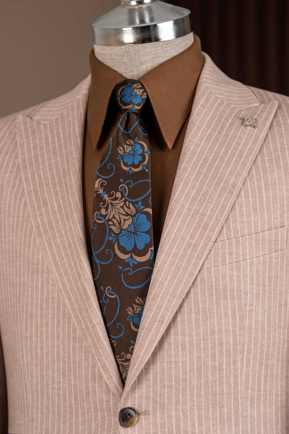 Dusty Pink Pinstripe Slim Fit Men Suit