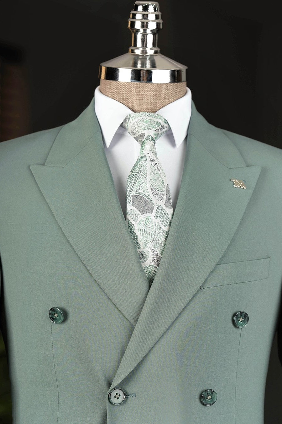 Blue Peaked Lapel Double Breasted Fashion Men Suit