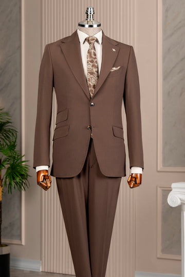 Simple Brown Two Pieces Big and Tall Men Suit