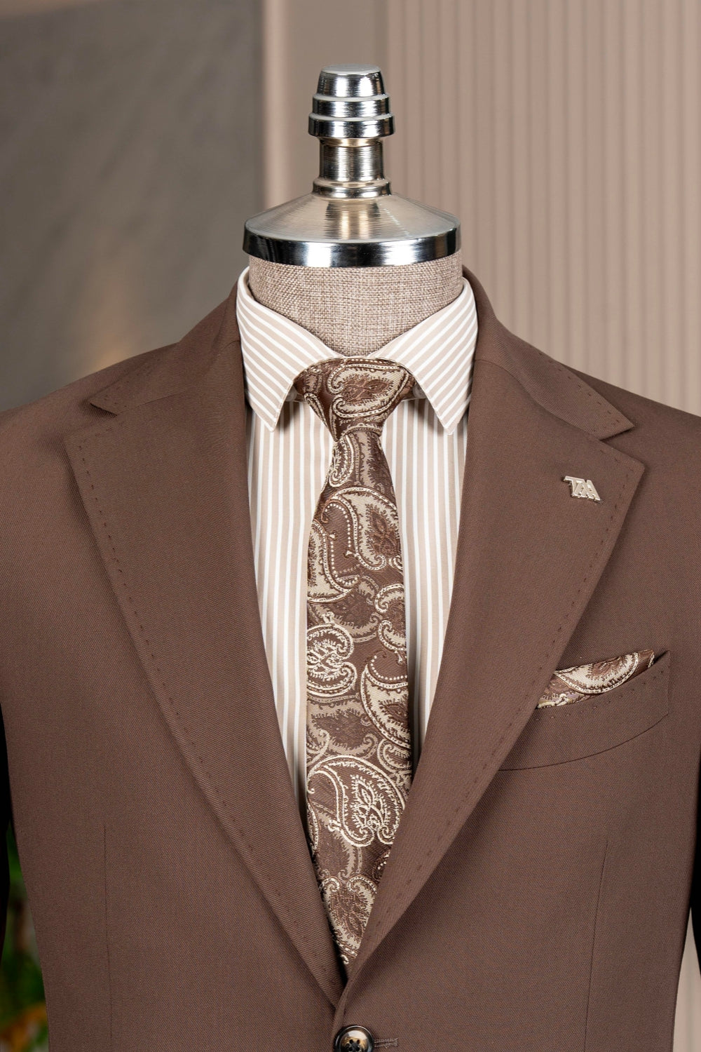 Simple Brown Two Pieces Big and Tall Men Suit
