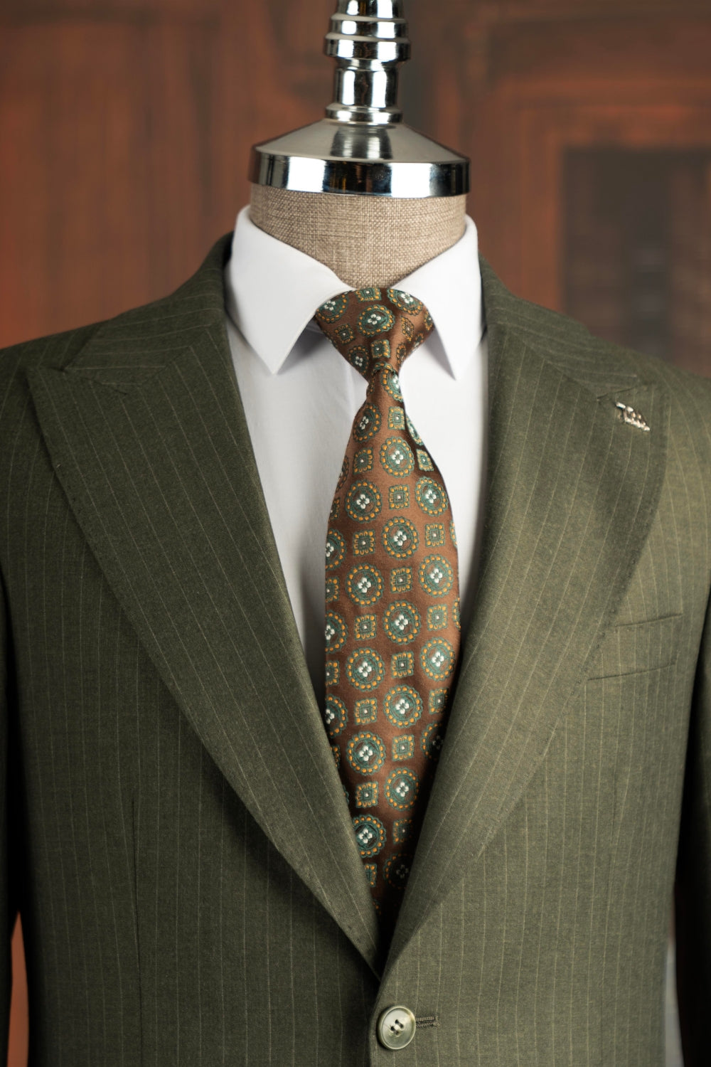 Lime Green Two Pieces Peak Lapel Stripe Men Suits