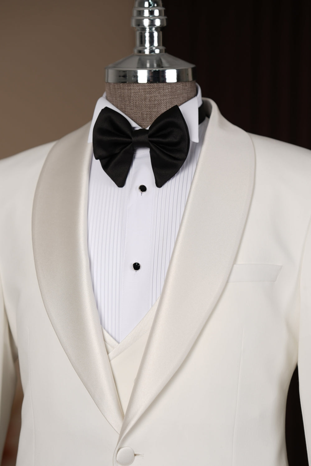 White 3-Pieces Shawl Lapel One Button Wedding Tuxedos
