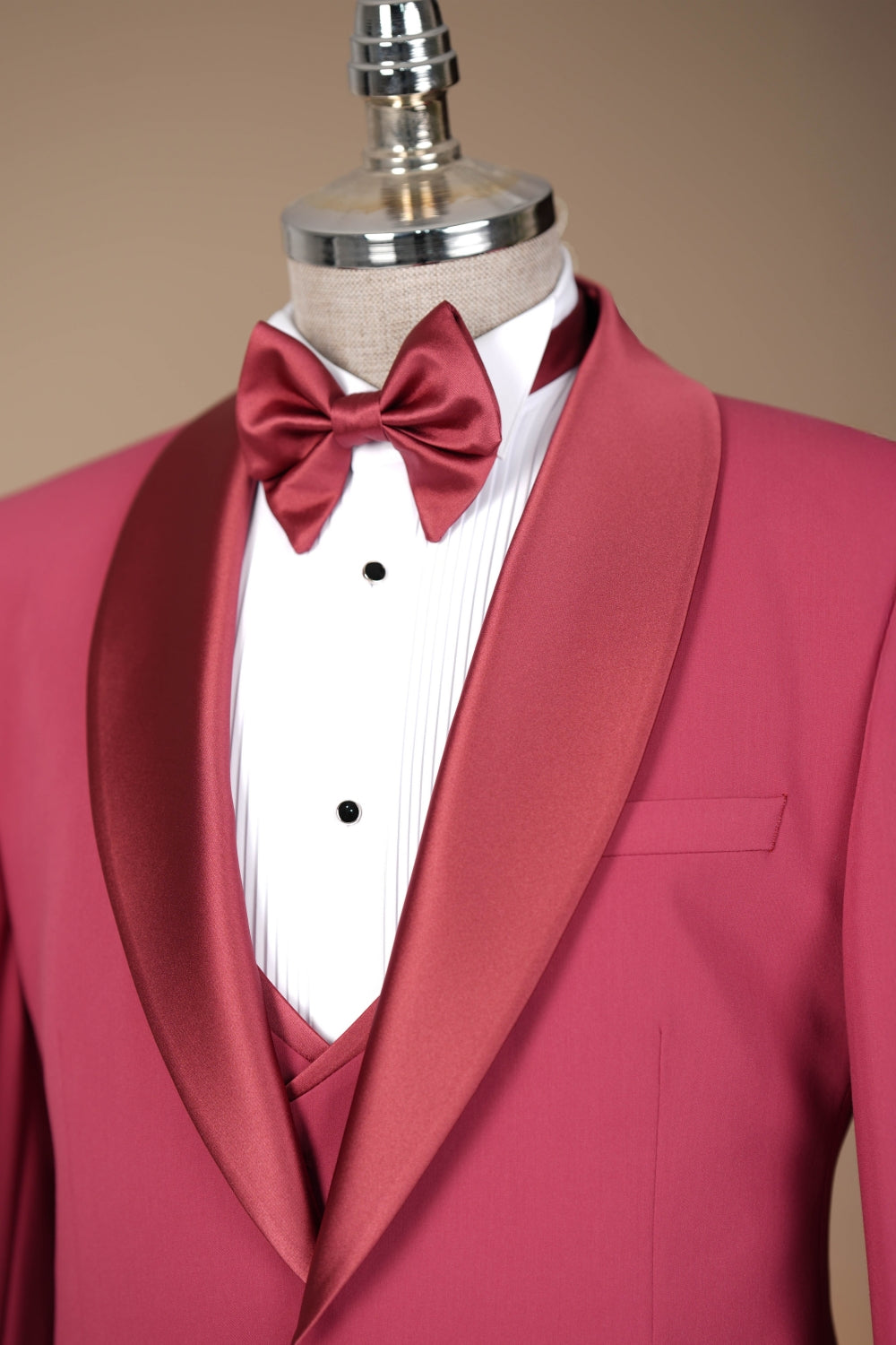 Fuchsia 3-Pieces Shawl Lapel One Button Wedding Tuxedos