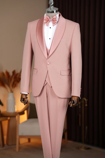 Pink 3-Pieces Shawl Lapel One Button Prom Men Suits