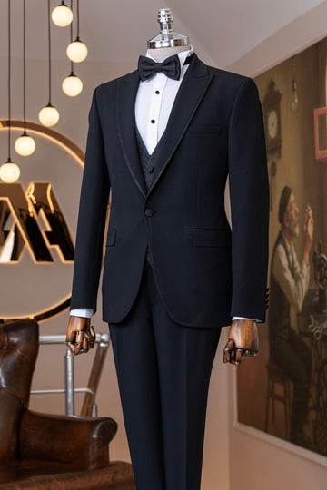Black 3-Pieces Men Suits with Bling Vest