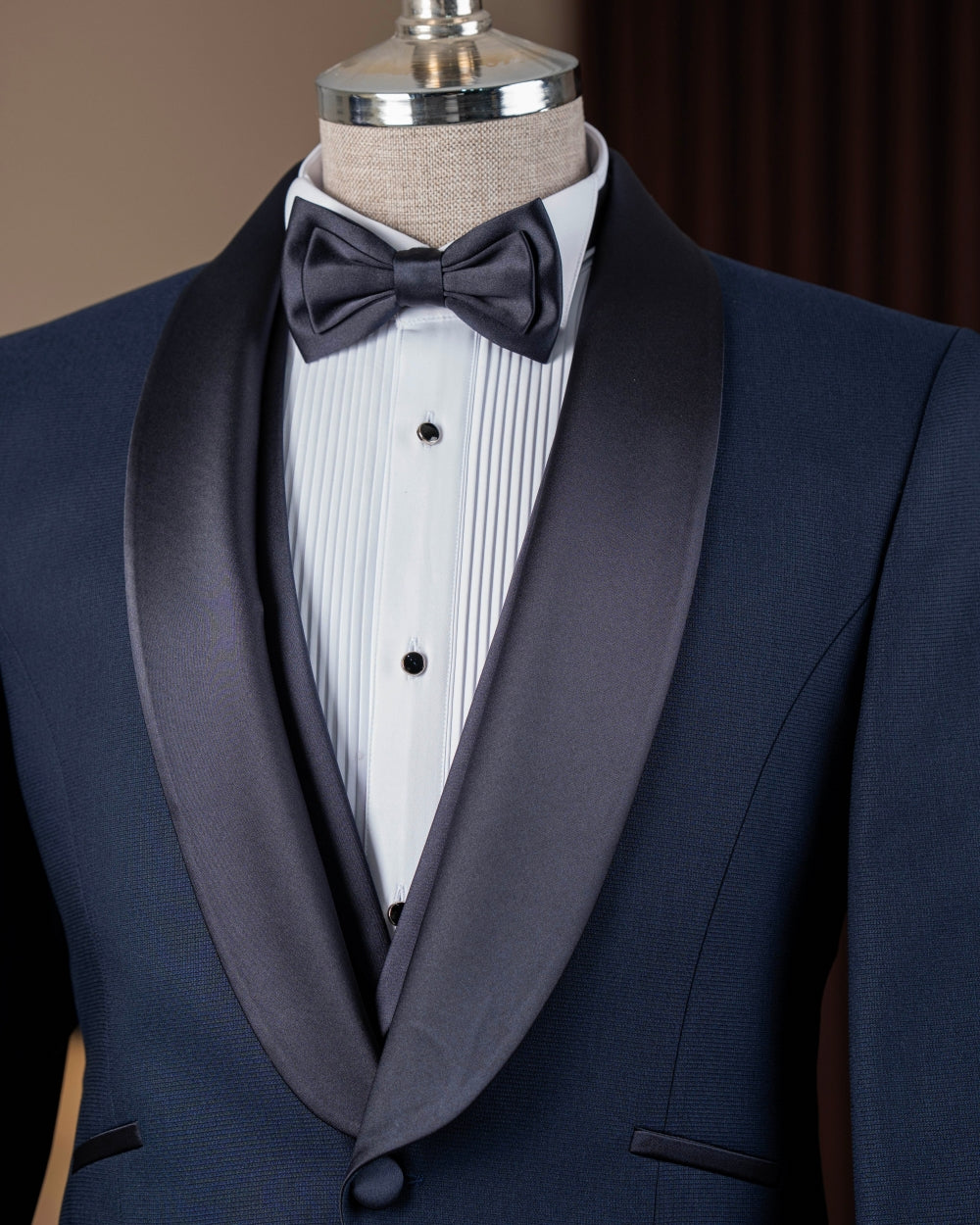 Navy Blue 3-Pieces Shawl Lapel Bespoke Wedding Men Suits