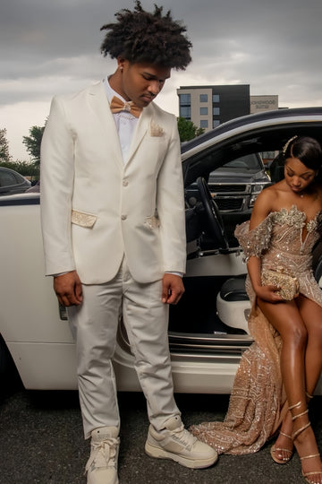 Cool White Close Fitting Big and Tall Men Suits for Prom