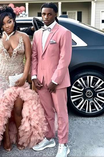 Lovely Pink Peaked Lapel Bespoke Prom Suits