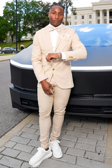 Modern Champagne Notched Lapel Prom Suits for Boy