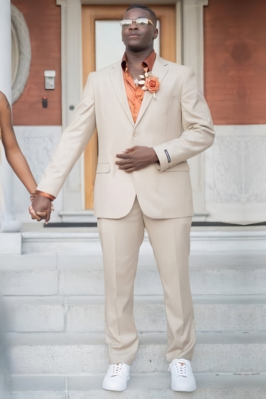 Light Champagne Notched Lapel Regular Men Suits