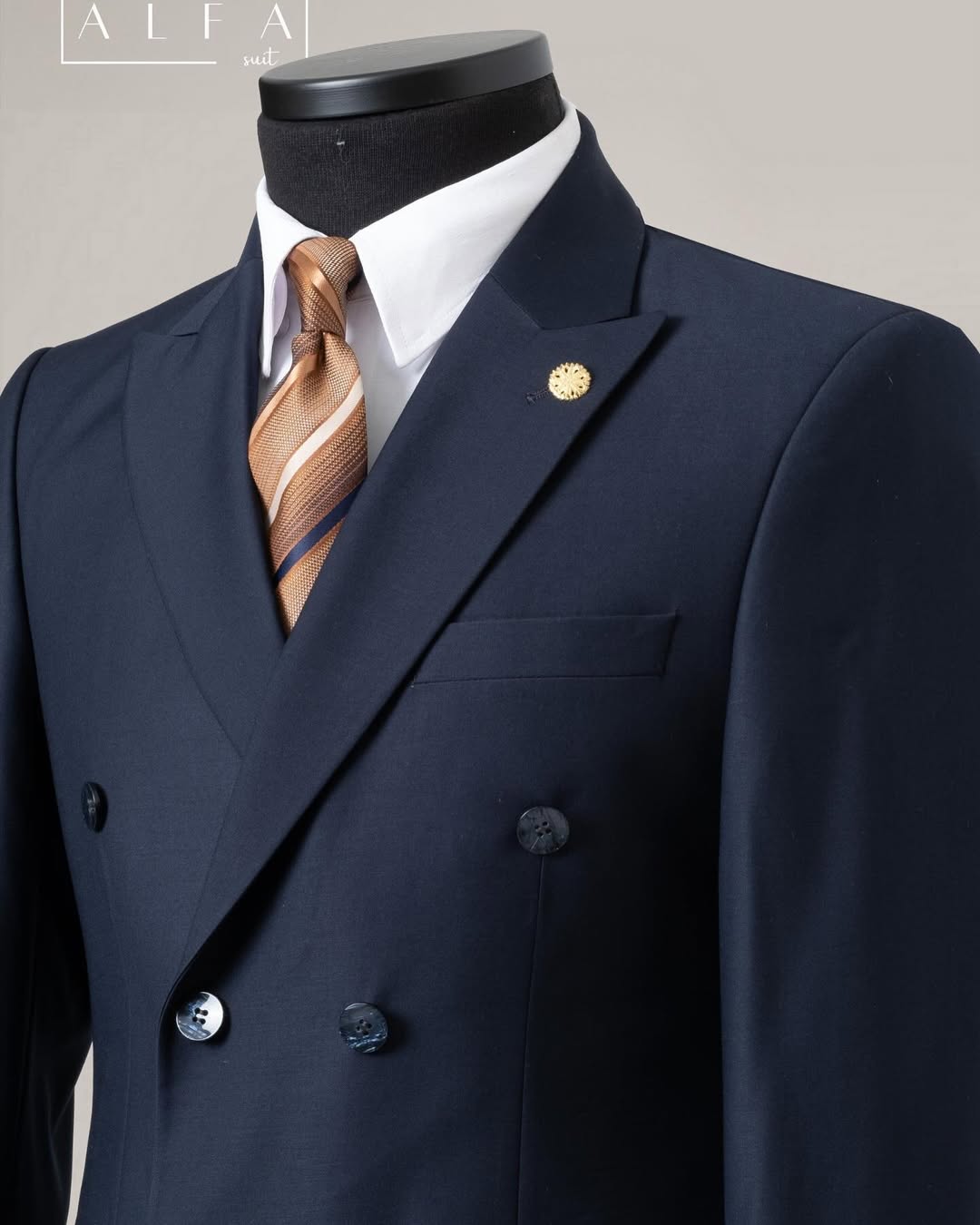 Classic Dark Navy Double Breasted Men's Business Suit