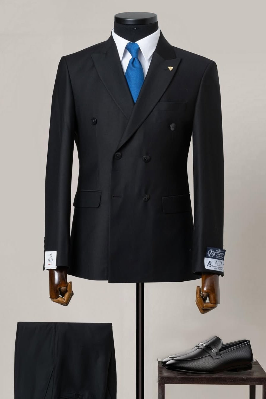 Simple Black Double Breasted Business Suit Cheap Online